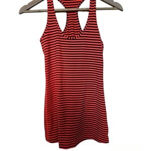 Lululemon Bright Orange Black Striped Racerback Athletic Tank Top Size 2